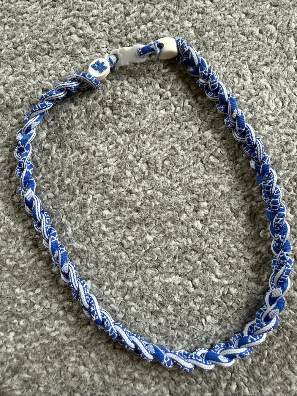 Blue and White Braided Sports Kentucky Necklace